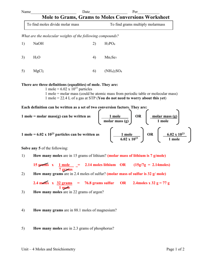 worksheet. Mole Conversion Worksheet Answers. Grass Fedjp Worksheet