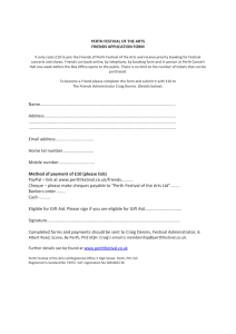 Friends Application Form - Perth Festival of the Arts