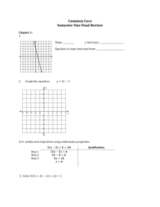 Common Core Semester One Final Review