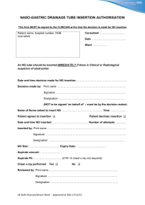 Naso-Gastric Drainage Tube Insertion Authorisation Form ECT2412