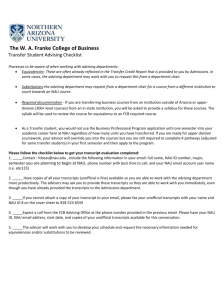 The W.A. Franke College of Business checklist
