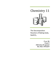 The Decomposition Reaction of Baking Soda, NaHCO3