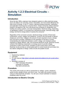 Activity 1.2.3 Electrical Circuits – Simulation Introduction