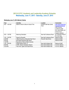 2015 H.O.P.E. Academic and Leadership Academy Schedule