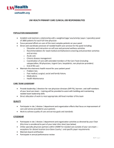 UW Health Primary Care Clinical Job Responsibilities