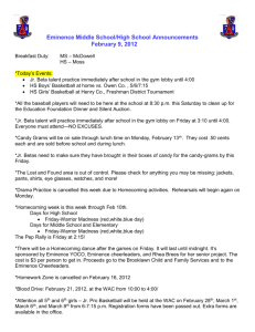 Eminence Middle School/High School Announcements February 9