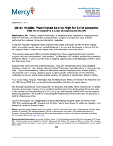 Mercy Hospital Washington Scores High for Safer Surgeries