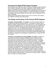 Design and Purpose WTSU Degree Programs