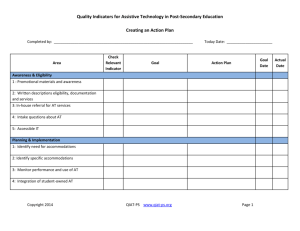 Creating An Action Plan. - Quality Indicators for Assistive Technology