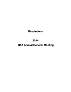 OFA 2014 AGM Resolutions - Ontario Federation of Agriculture