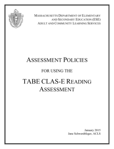 TABE CLAS-E Reading Assessment - Massachusetts Department of