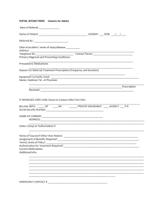INITIAL INTAKE FORM(s) - Adult and Pediatrics