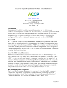 Request for Proposals Speakers at the ACCP Annual Conference