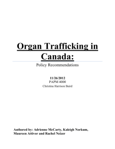 Organ Trafficking in Canada: - PACT