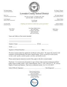 Enrollment packet - Lowndes County School District