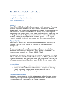 Job Description – Bioinformatics Software Developer Internship