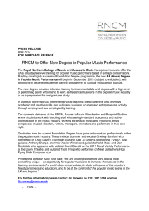 PRESS RELEASE April 2012 FOR IMMEDIATE RELEASE RNCM to