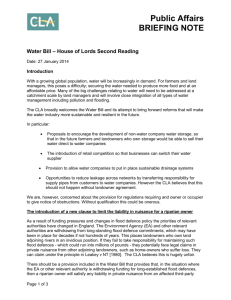 Public Affairs BRIEFING NOTE Water Bill – House of Lords Second