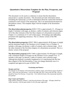 The dissertation plan/prospectus