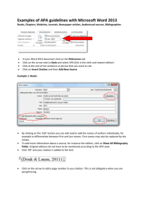 Examples of APA guidelines with Microsoft Word 2013