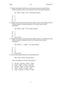 NameNo:Homework 5 1- Complete and balance the following redox