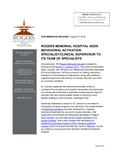 rogers memorial hospital adds behavioral activation specialist