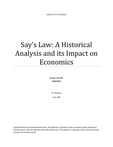 Say`s Law: A Historical Analysis and Its Impact on Economics