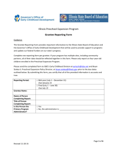 Illinois Preschool Expansion Program Grantee Reporting Form