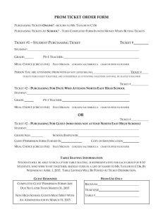 Prom Ticket ORDER Form