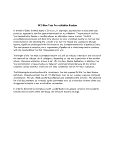 FCIS Five Year Accreditation Review