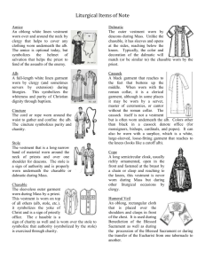Handout for Vestments and Vessels