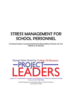 Stress Management for School Personnel STRESS MANAGEMENT