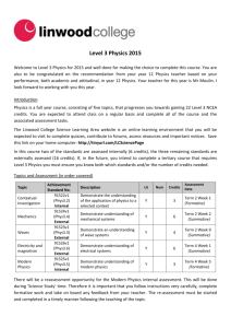 Level 3 Physics Student Course Information