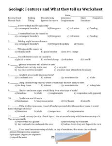 Geologic Features and What they tell us Worksheet