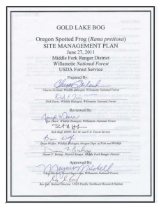 Site Management Plan for Gold Lake Bog