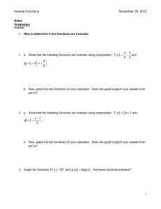 Inverse Functions - Fort Lewis College