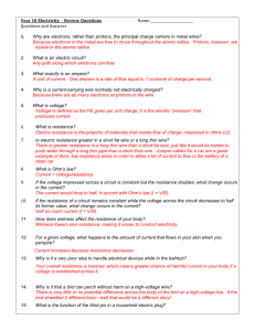 Year 10 Electricity Review Questions and Answers
