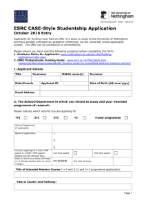 ESRC 2016 Entry CASE-Style Studentship Application Form