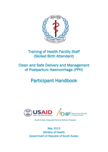 South Sudan Participant Handbook Training of Health