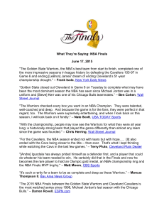 What They`re Saying: NBA Finals June 17, 2015 "The Golden State