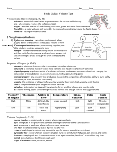 Test: Volcanoes Study Guide