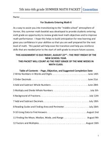 5th into 6th grade SUMMER MATH PACKET