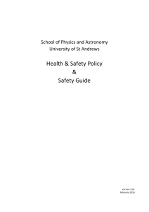 University of St Andrews` Physics And Astronomy Safety Booklet