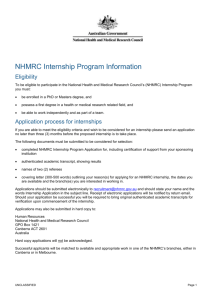 Internship Program Information - National Health and Medical