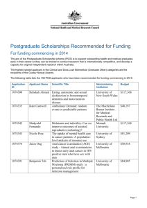 Postgraduate Scholarships to commence in 2014