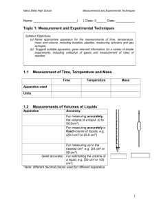 Topic 1: Measurement and Experimental Techniques