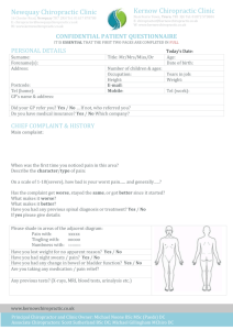 New Patient Form - Kernow Chiropractic Clinic