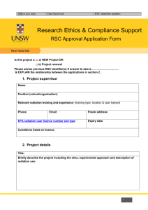RSC Approval Application Form for Ionising Radiation