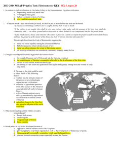 2013-2014 WHAP Practice Test: First semester KEY FIX 5, typos 20