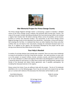 War Memorial Project for Prince George County